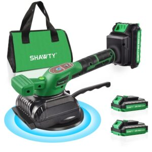 Masina de nivelare cu vibratii pentru gresie, Shawty®, S0044, 130mm ventuza, 6 trepte viteza, 2 Baterii, 2000mAh, pentru 30-120cm placilor, Negru/Verde