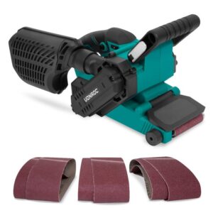 Masina de slefuit cu banda VONROC BS501AC, putere 710W, benzi de slefuire 76 x 457mm, viteza variabila 120-380rpm, intrerupator cu blocare, cablu 3m, greutate 2.9kg, include 6...