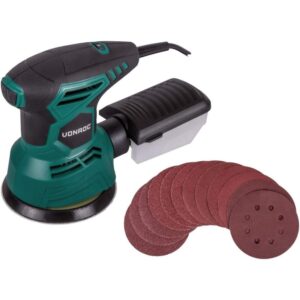 Slefuitor orbital cu excentric VONROC OS502AC, putere 300W, turatie maxima 13,000/min, cutie colectare praf cu filtru, 12x foi hartie de slefuit, cablu 3m, Verde/Negru