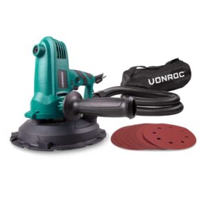 Slefuitor perete VONROC DS501AC, putere 750W, diametru disc 180mm, sac colectare praf, furtun aspirator, 8x hartii de slefuire incluse